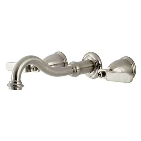 Kingston Brass KS3128KL Two-Handle Wall Mount Bathroom Faucet, Brushed Nickel KS3128KL